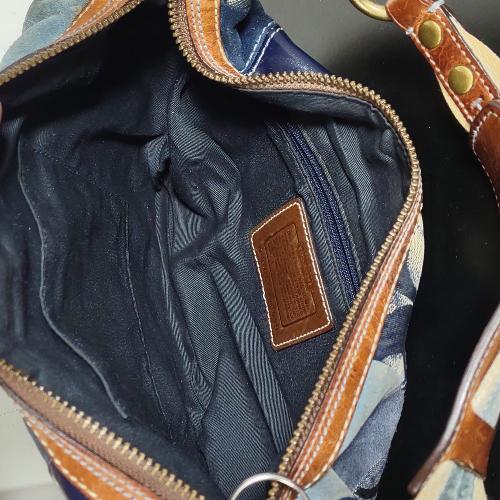 Patchwork Navy and Metallic Hobo Shoulder Bag - Picture 8 of 15